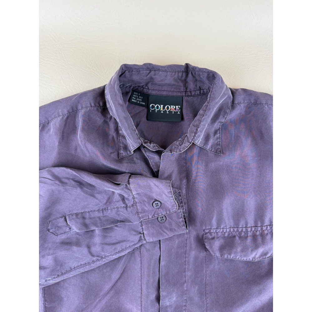 Minimalist Silk Button Down Shirt Flap Pockets Small Colore Italia